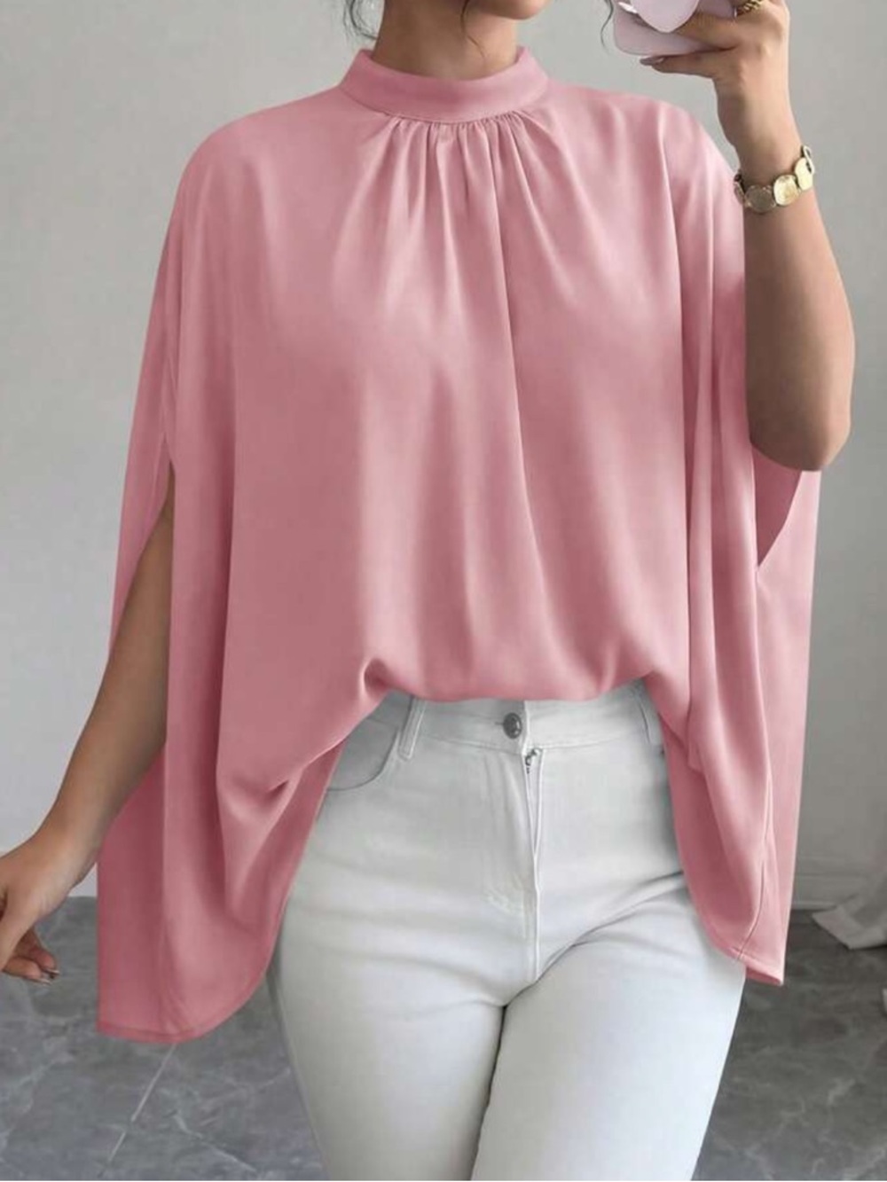 Elegant Pink Women's Draped Top